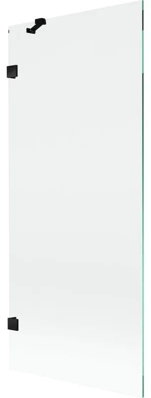 Mexen, Mexen Lunar 1-krídlová vaňová zástena 80 x 150 cm, transparentná, čierna - 897-080-000-70-00