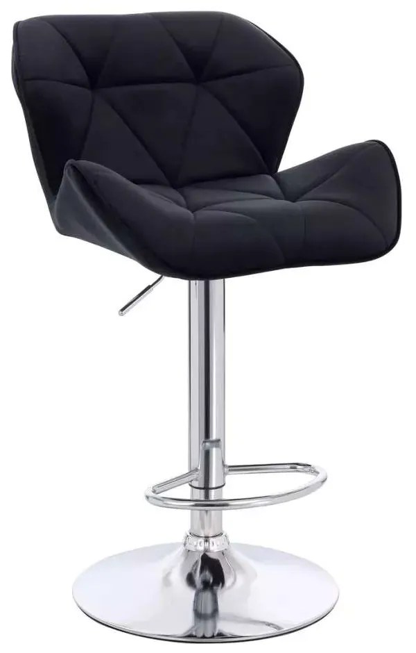 LuxuryForm DESIGN Barová stolička MILANO VELUR na striebornom tanieri - čierna