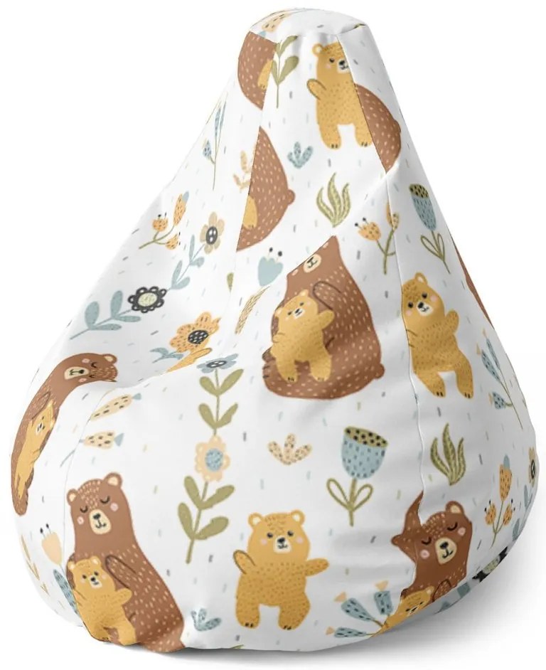 Sedací vak Pear medvede - detský, farebná