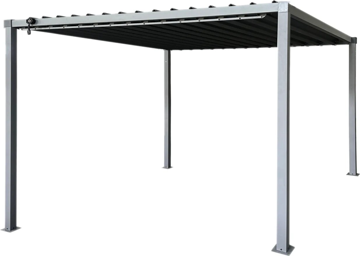 ZÁHRADNÁ PERGOLA S OCELOVOU STRECHOU 3 x 3 x 2,2 M ŠEDÁ *5122