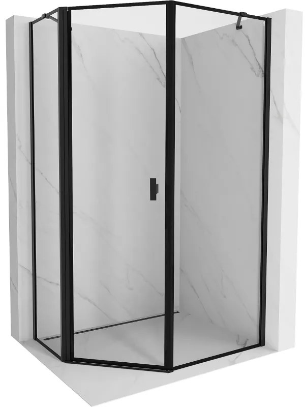 Mexen Mist, päťuholníkový sprchový kút, ľavý 80 x 90 cm, číre sklo-čierny rám, 8A8-080-090-70-70-L