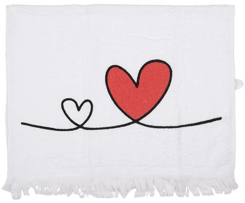 Biely froté kuchynský uterák so srdiečkami Hearts Love - 40*66 cm