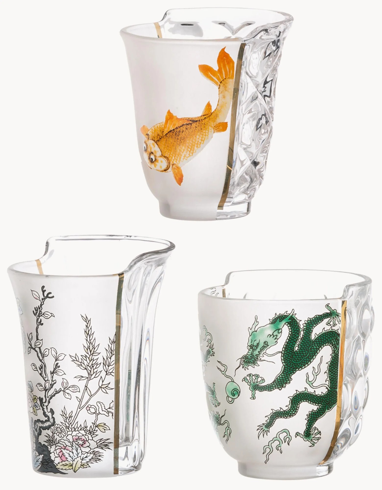 Súprava ručne vyrobených pohárov Hybrid, 3 ks