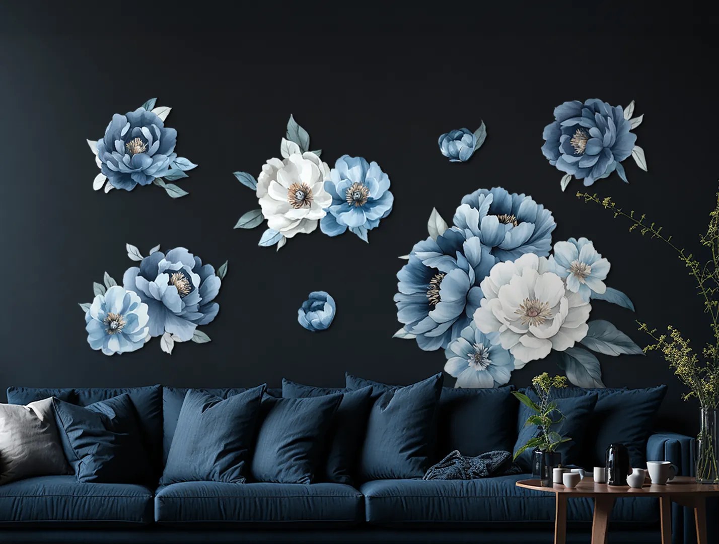 drevko | Obraz Modré kvety 45 x 68 cm