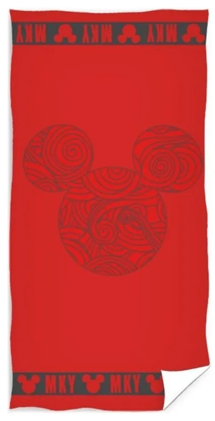 Plážová osuška Mickey Mouse - Disney - červená - 100% bavlna, froté s gramážou 300g/m2 - 70 x 140 cm