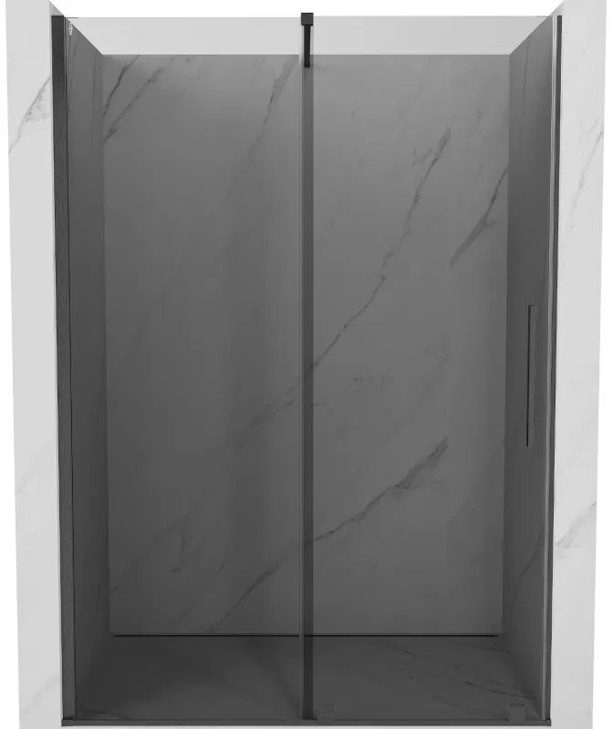 Mexen Velar, posuvné sprchové dvere do otvoru 130 cm, 8mm šedé sklo, grafit brúsený, 871-130-000-41-66