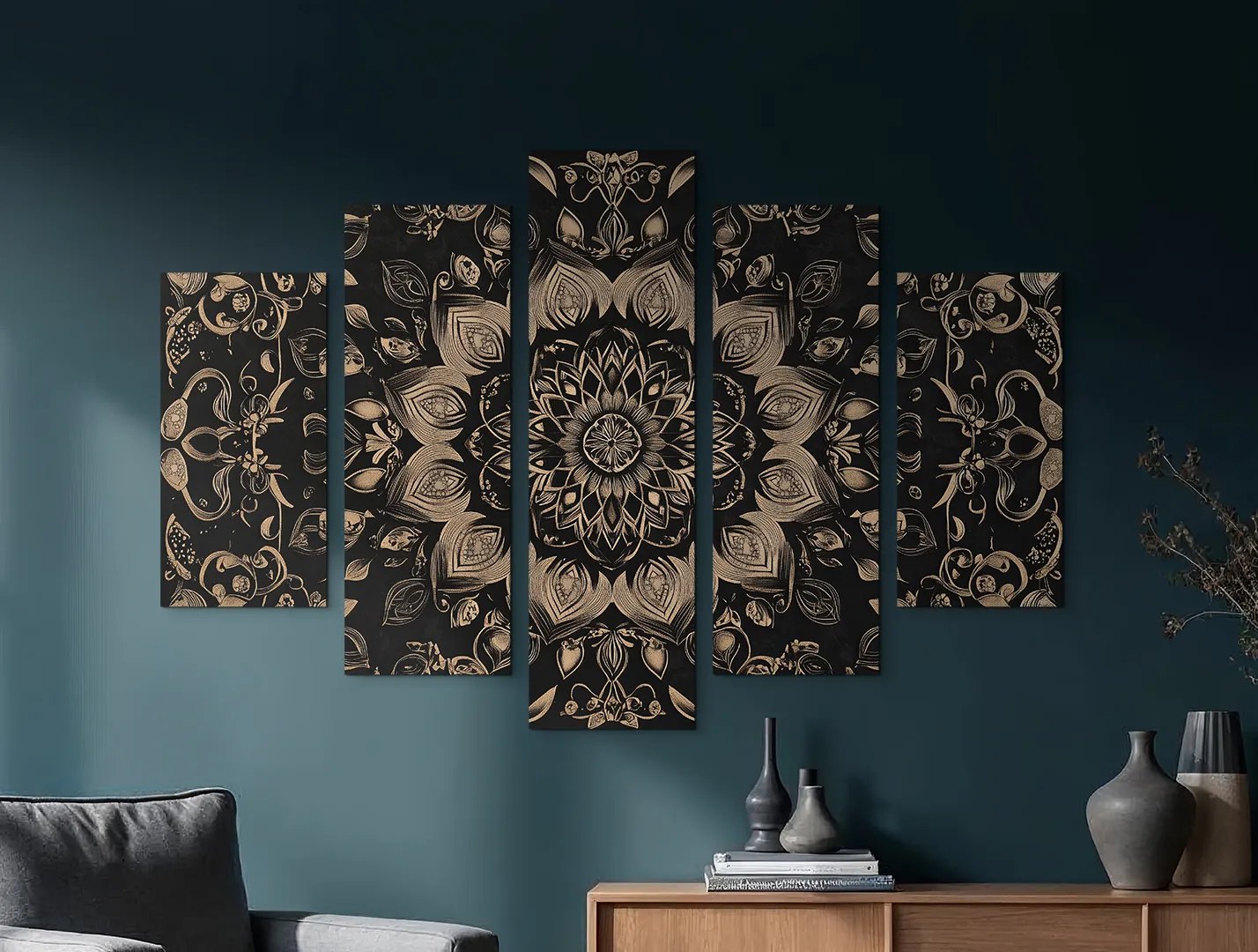 drevko | Viacdielna mandala Zlaté jadro 70 x 1045 cm