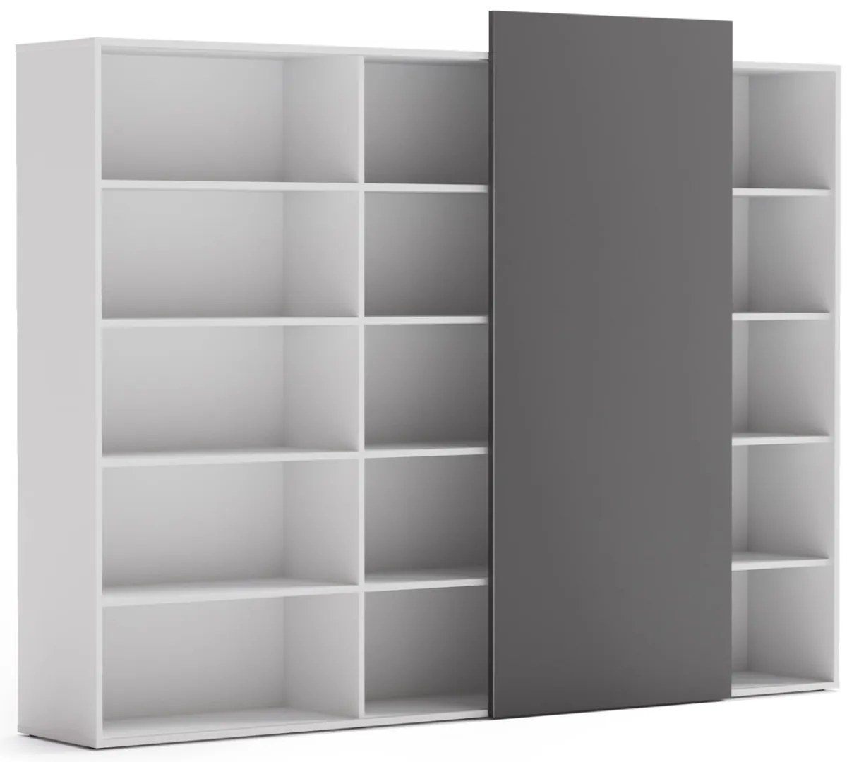 PLAN Skriňa vysoká otvorená dlhá BLOCK White, 2390 x 400 x 1748, grafitová