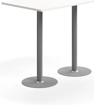 Barový stôl VERTICUS, 1400x800x1100 mm, biela/strieborná