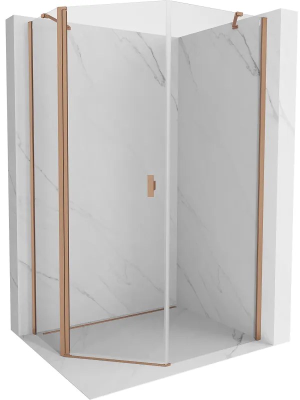 Mexen Mist, päťuholníkový sprchový kút výklopný 80 x 100 cm, číre sklo, medený matný profil, 8A8-080-100-65-00