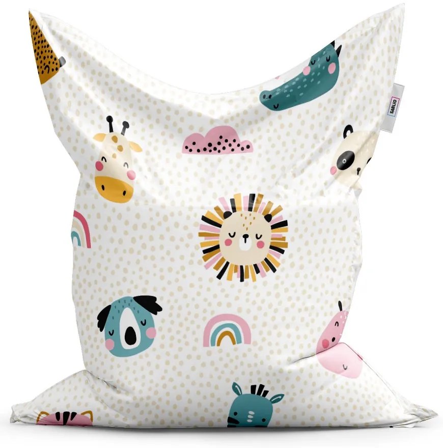 Sedací vak Classic hroch, zebra a slnko - detský, farebná