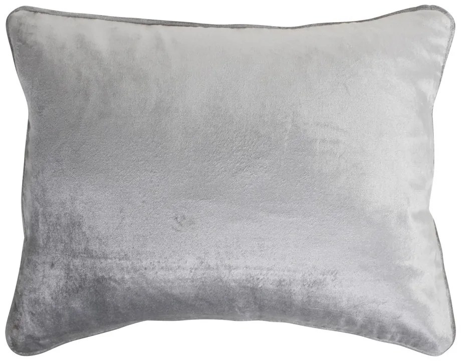 Obdĺžnikový šedo strieborný zamatový vankúš Grey - 35 * 45cm