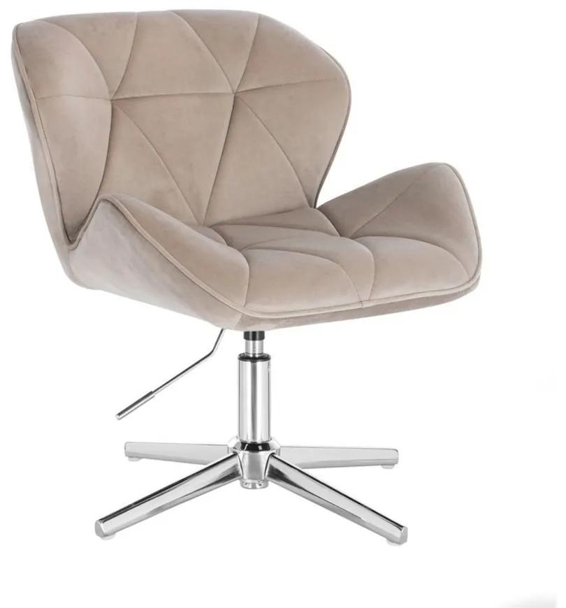 LuxuryForm DESIGN Stolička MILANO VELUR na striebornom kríži - latte