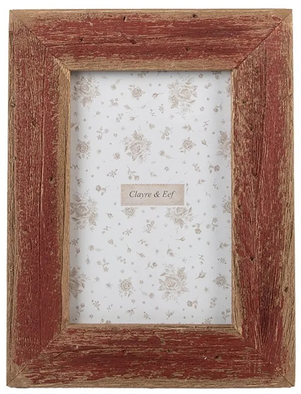 Červený antik drevený fotorámik - 16 * 2 * 21 cm / 10 * 15 cm