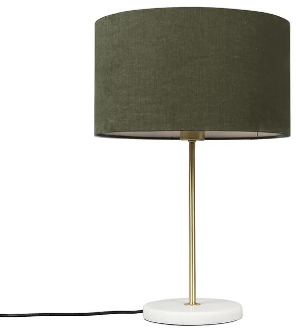 Stolná lampa mosadz s zeleným tienidlom 35 cm - Kaso