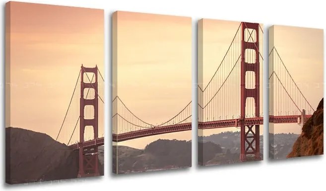 Obraz na stenu 4 dielny MESTO / SAN FRANCISCO ME116E41 - 80x40 cm