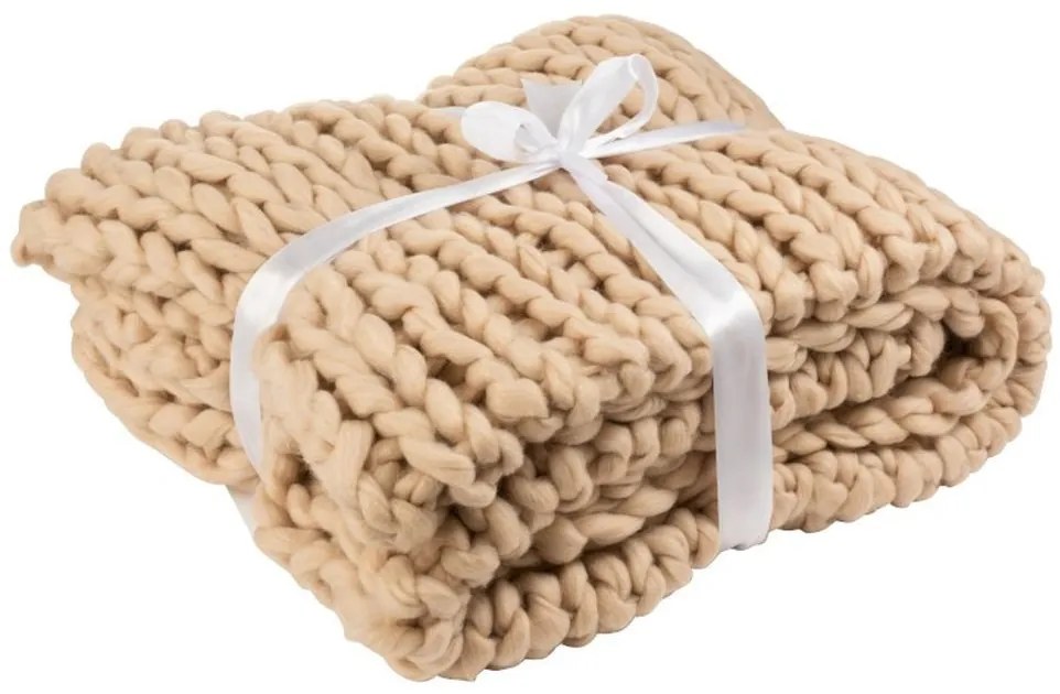 Pletený prírodné pléd Tricot crema - 152 * 127 cm