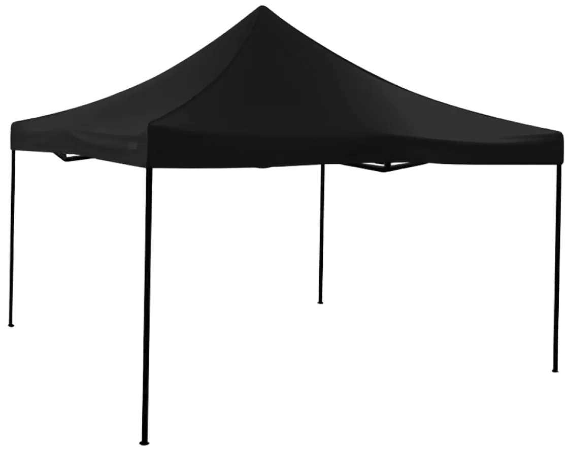 Rýchlorozkladací nožnicový stan 4x4m – oceľový, Čierna, Bez bočných plachiet