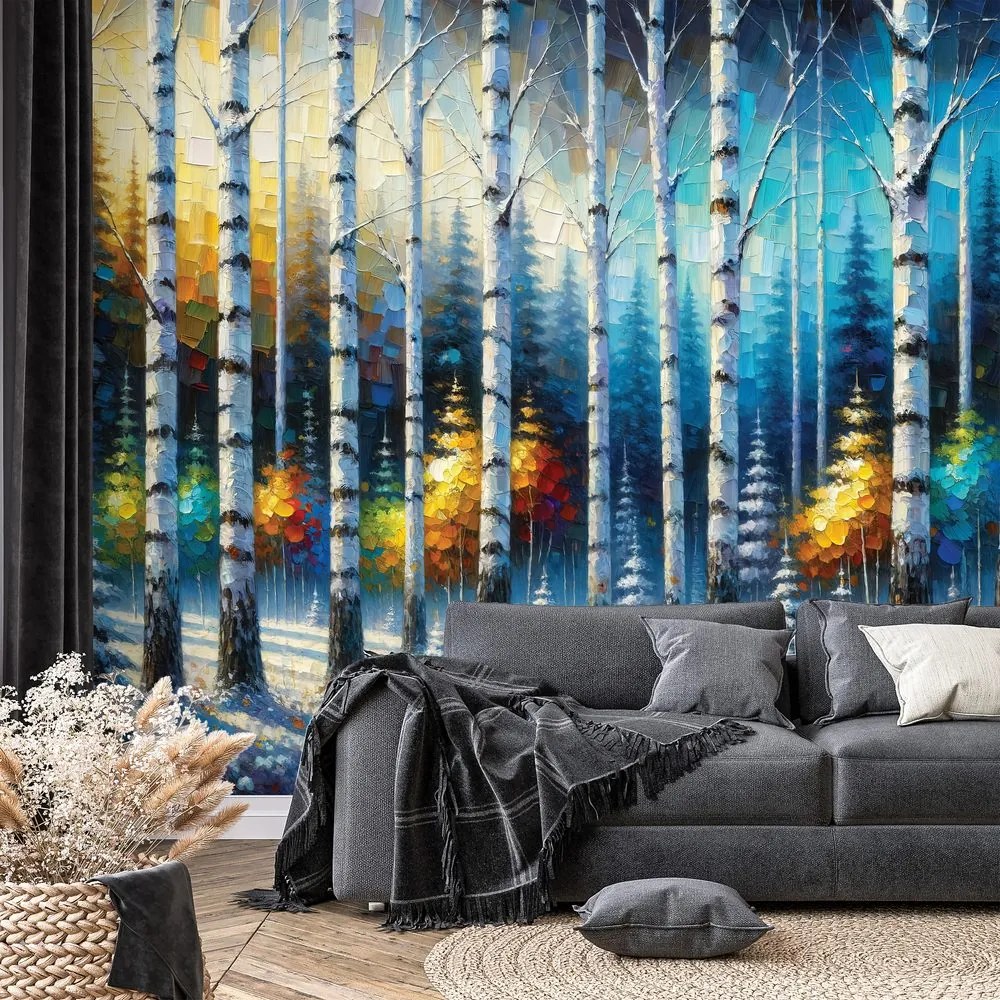 Tapeta farebný zimný les