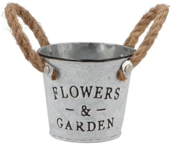 Plechový kvetináč s jutovými ušami Flowers & Garden - Ø 10*9 cm