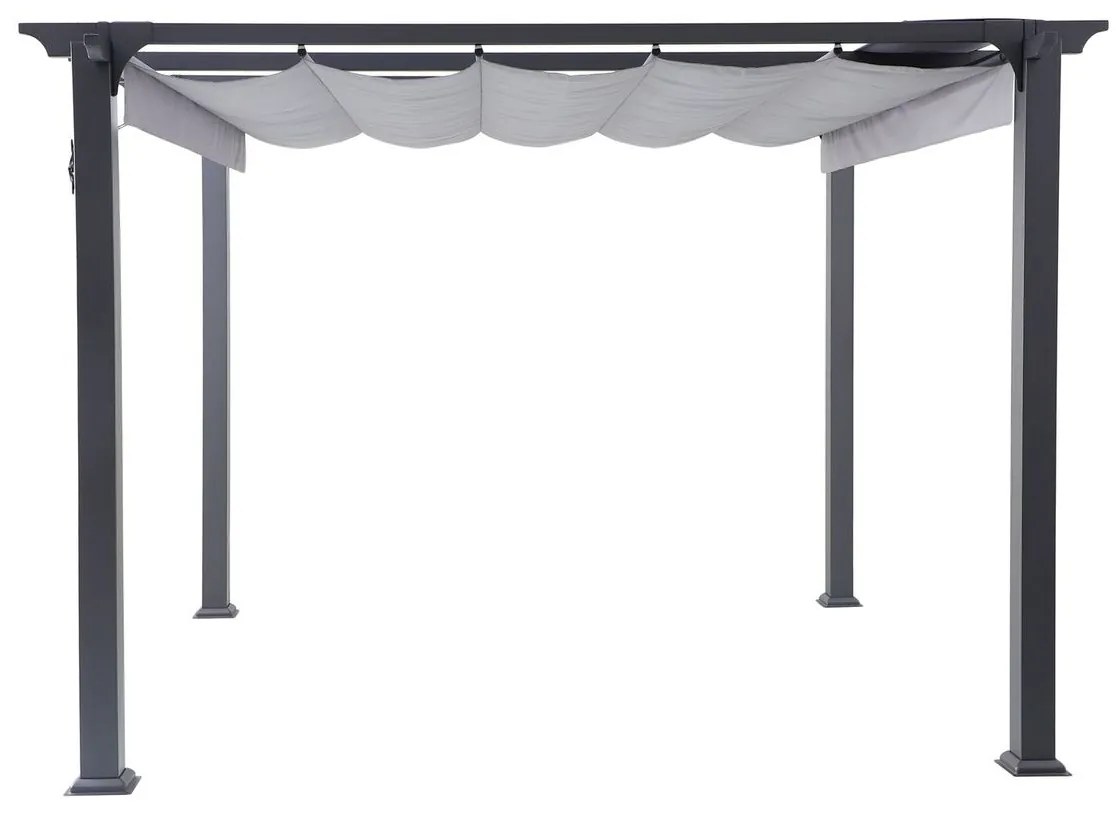 Sunfun Kreta Pergola so zhrňovacou látkovou strechou, pôdorysný rozmer: 3,33 × 3,18 m, výška: 2,35 m, čierna, antracit