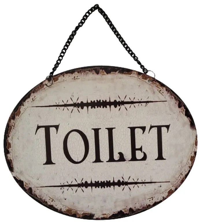 Závesná kovová ceduľa s retiazkou Toilet - 25*20 cm Závesná kovová ceduľa s retiazkou Toilet - 25*20 cm