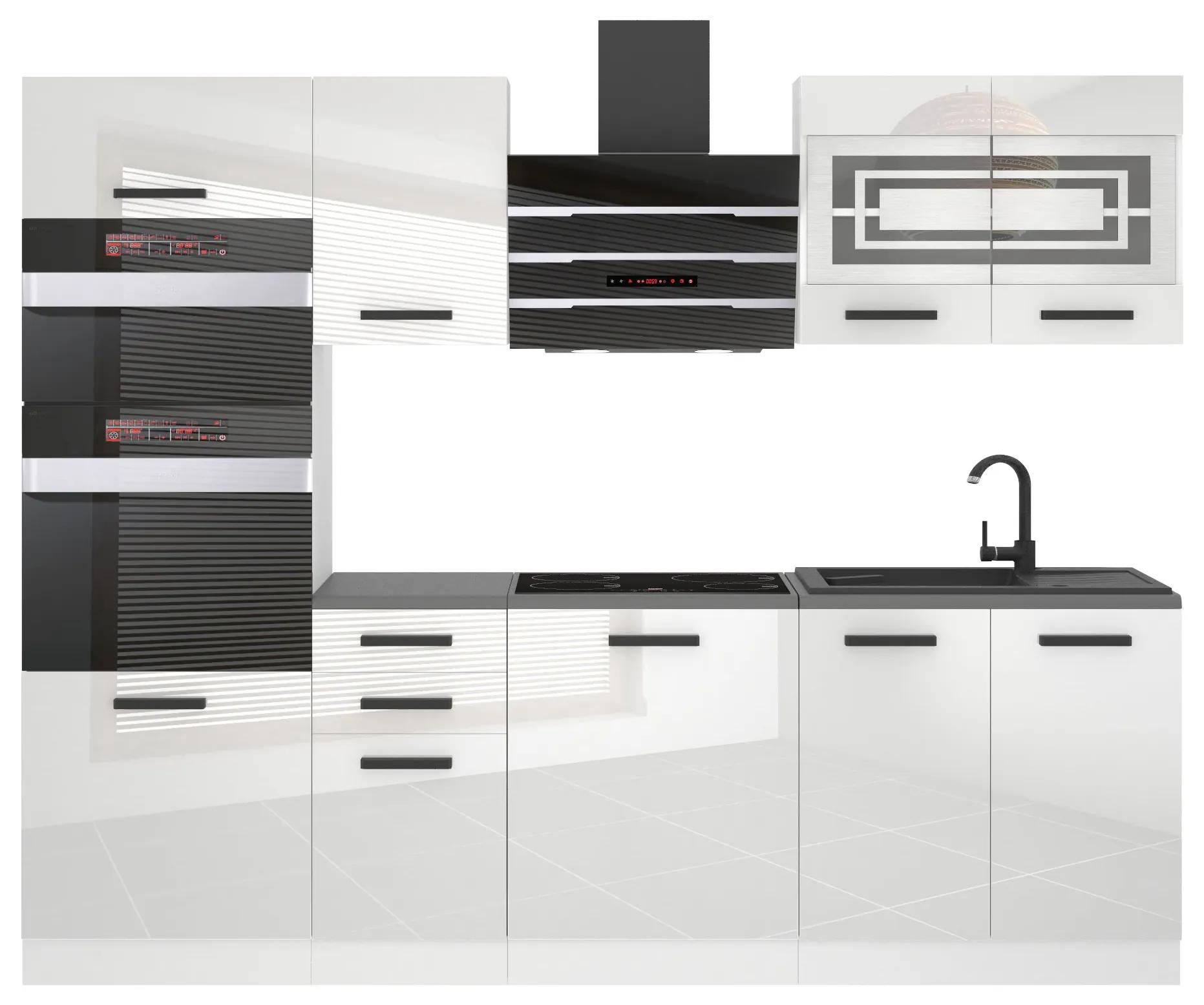 Kuchynská linka Belini Premium Full Version 240 cm biely lesk s pracovnou doskou TRACY