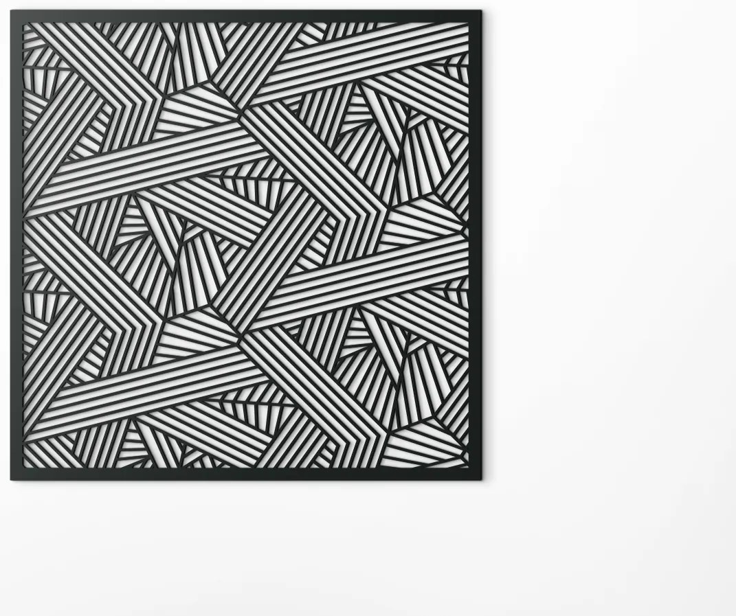 drevko Abstraktný obraz na stenu Pásy Rozmer obrazu: 32,5 x 32,5 cm, Farba dekorácie: Čierna