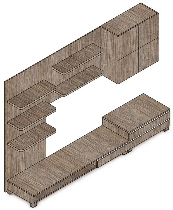 Autronic BONTEC Obývacia stena 300x59x210cm, mdf, hnedá, 9HQ08 Farba: Hnedá