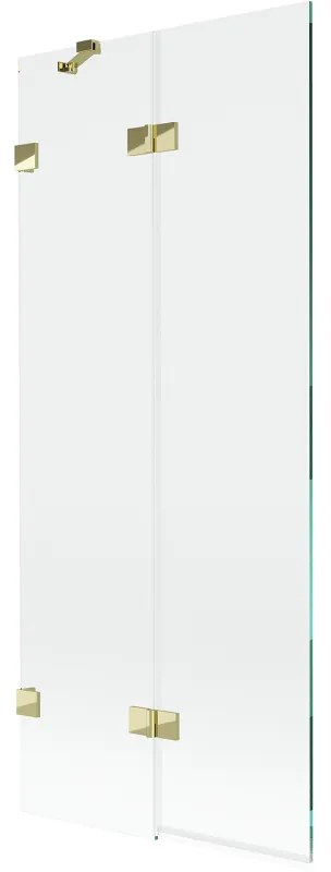 Mexen Lunar, 2-krídlová vaňová zástena ľavá 80 x 150 cm, číre sklo, zlatá lesklá, 897-080-100-50-00-L