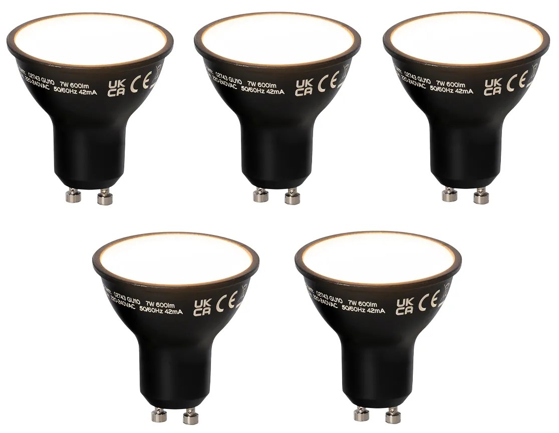 Sada 5 ks Smart GU10 stmievateľné LED svietidlo čierne 7W 600 lm 3000K