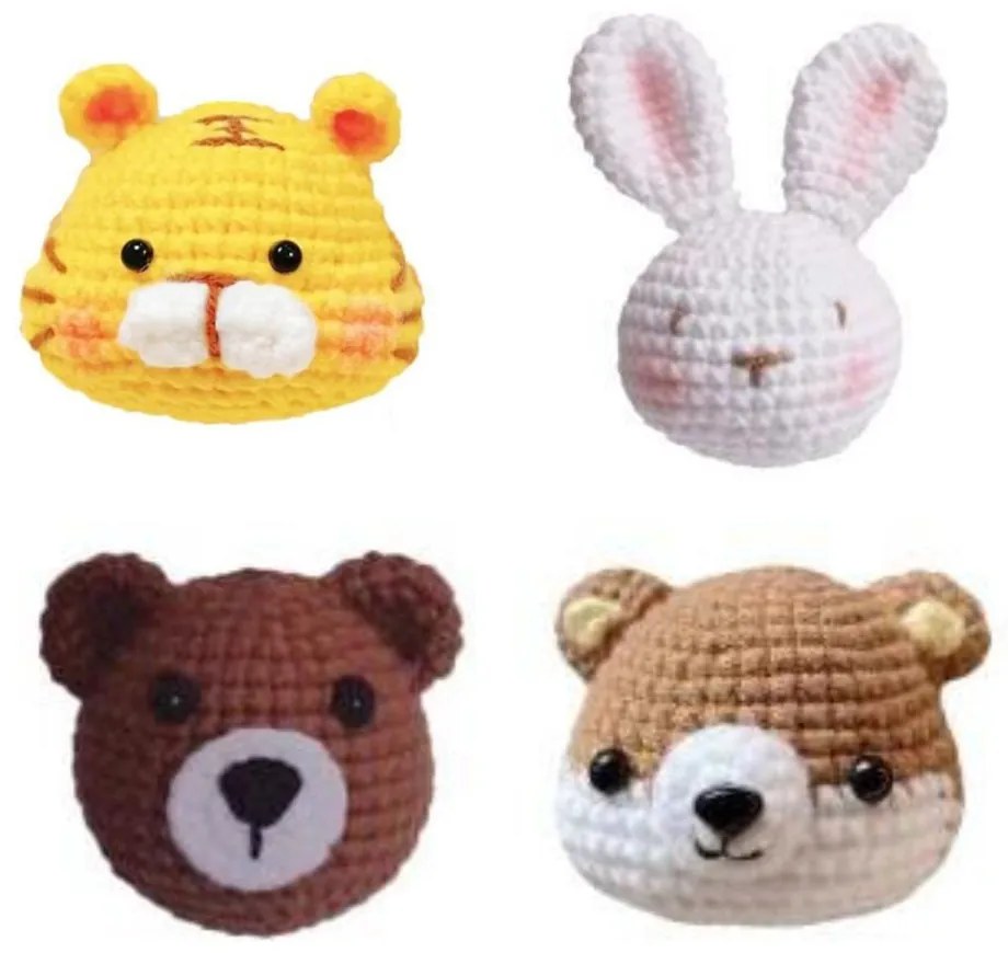 4-dielna háčkovacia sada so zvieratkami pre začiatočníkov