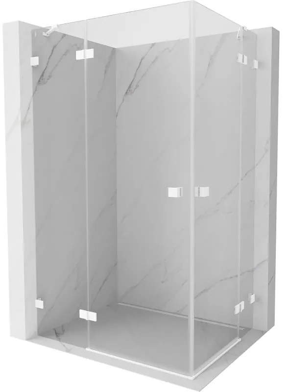 Mexen Lunar Duo, výklopný sprchový kút 110 x 75 cm, 8mm číre sklo, biely profil, 834-110L-075P-20-00