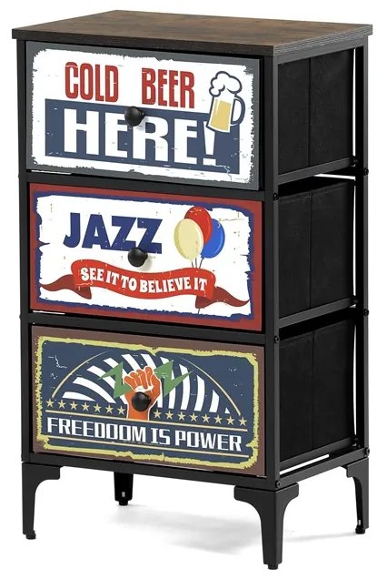 Autronic BONTEC Komoda 45x30x77cm, mdf, viacfarebná, AUK-W2001 BK Farba: Viacfarebná