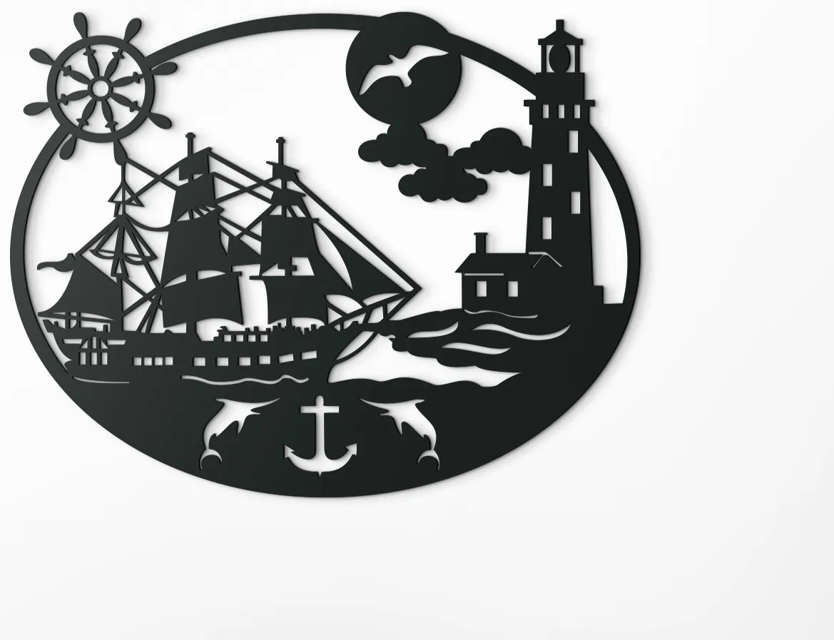 drevko Drevený obraz Plachetnica na mori Rozmer obrazu: 32,5 x 42 cm, Farba dekorácie: Čierna