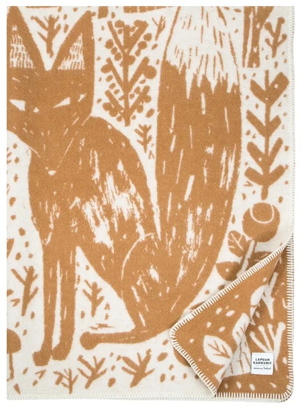 Vlnená deka Metsikkö 130x180, oranžovo-biela