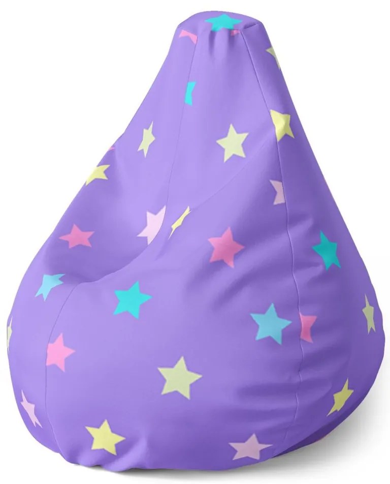 Sedací vak Pear hviezdy na fialovej - detský, fialová