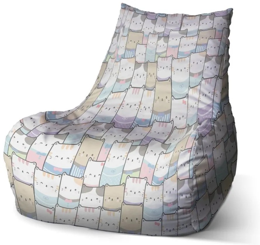 Sedací vak Bean kreslené mačiatka, farebná