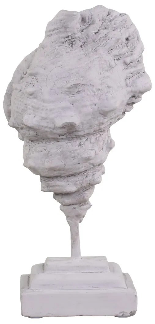 Šedá cementová dekorácia mušle na podstavci - 7*5*20 cm