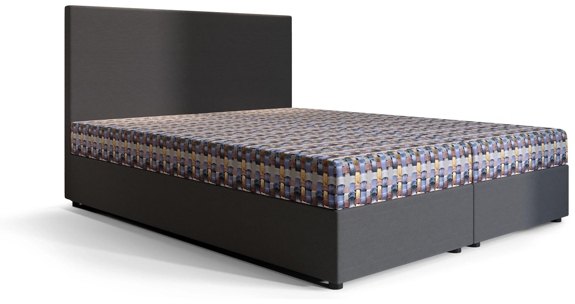 Manželská posteľ Boxspring 140 cm Skonto (tmavosivá + vzor pletený) (s matracom a úložným priestorom). Akcia -20%. Vlastná spoľahlivá doprava až k Vám domov. 1047347