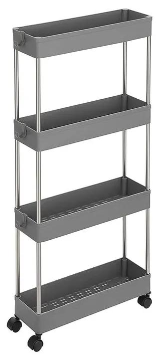 SongmicsHome Regál na kolieskach SLIM, 4 úrovne, 12,5x40x86cm, sivá