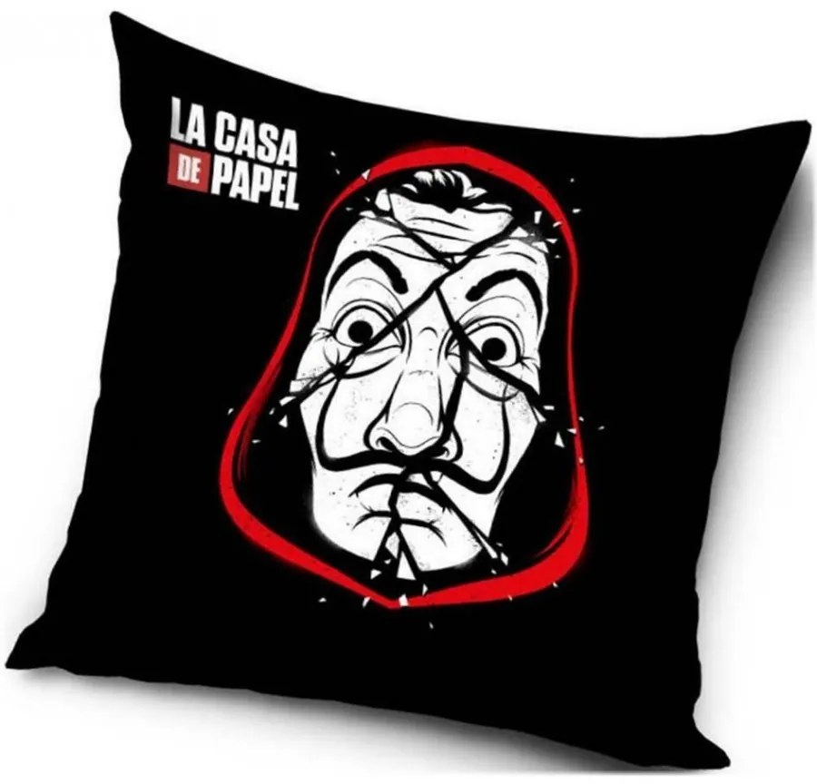 Vankúš Papierový dom - La casa de papel - Money Heist - čierny - 40 x 40 cm