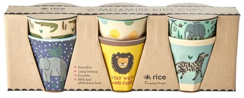 rice Melamínové poháriky Jungle Animals – set 6 ks