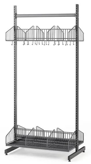 Vešiak so stojanom na topánky TRÅD, základná sekcia, 900x2000 mm, tmavošedá
