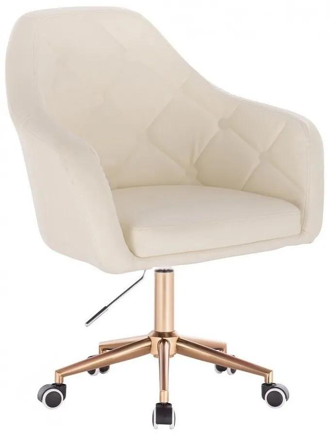 LuxuryForm DESIGN Kreslo ANDORA na zlatej podstave s kolieskami - krémové