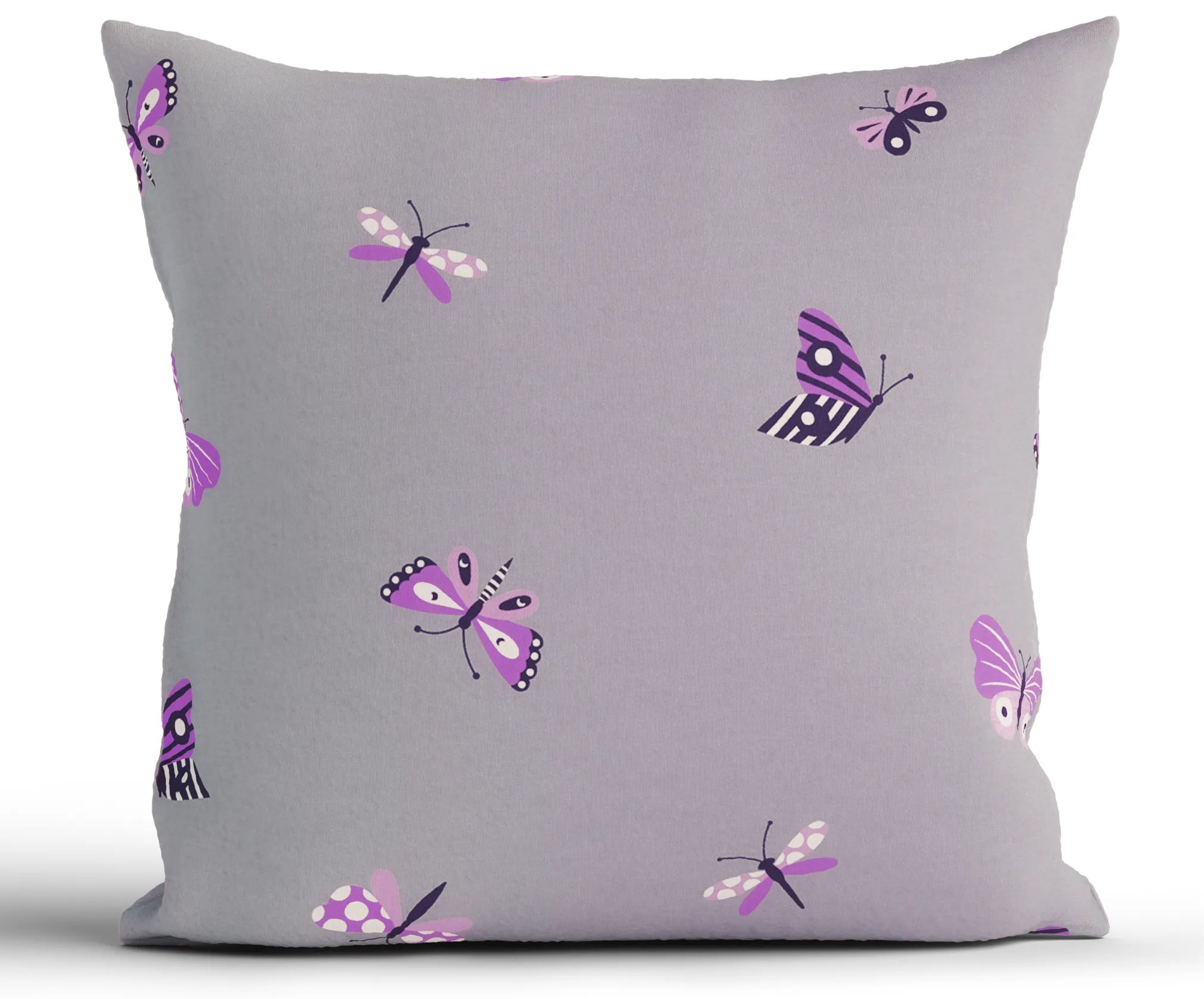 Bavlnená obliečka na vankúš Renforcé 40 × 40 cm - Motýliky tmavo sivé