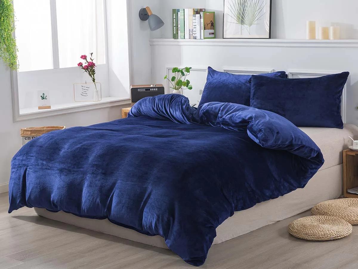 XPOSE® Francúzske mikroplyšové obliečky JORGA Exclusive - tmavo modré