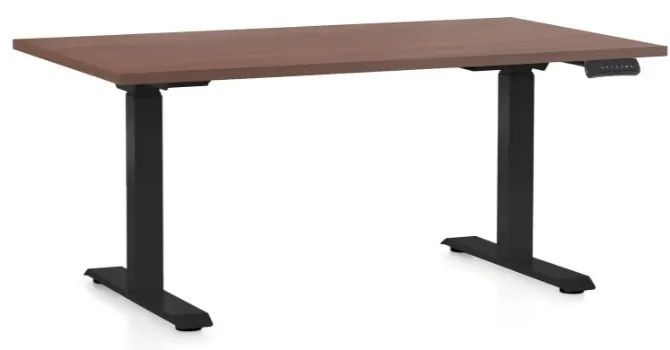 Výškovo nastaviteľný stôl OfficeTech D, 120 x 80 cm, čierna podnož, orech