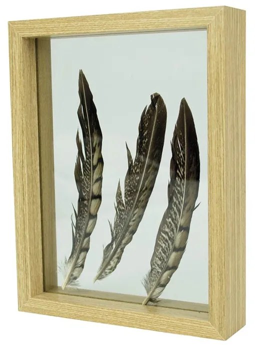 Nástenná dekorácia pierok v drevenom rámčeku - 17 * 22 * ​​5cm