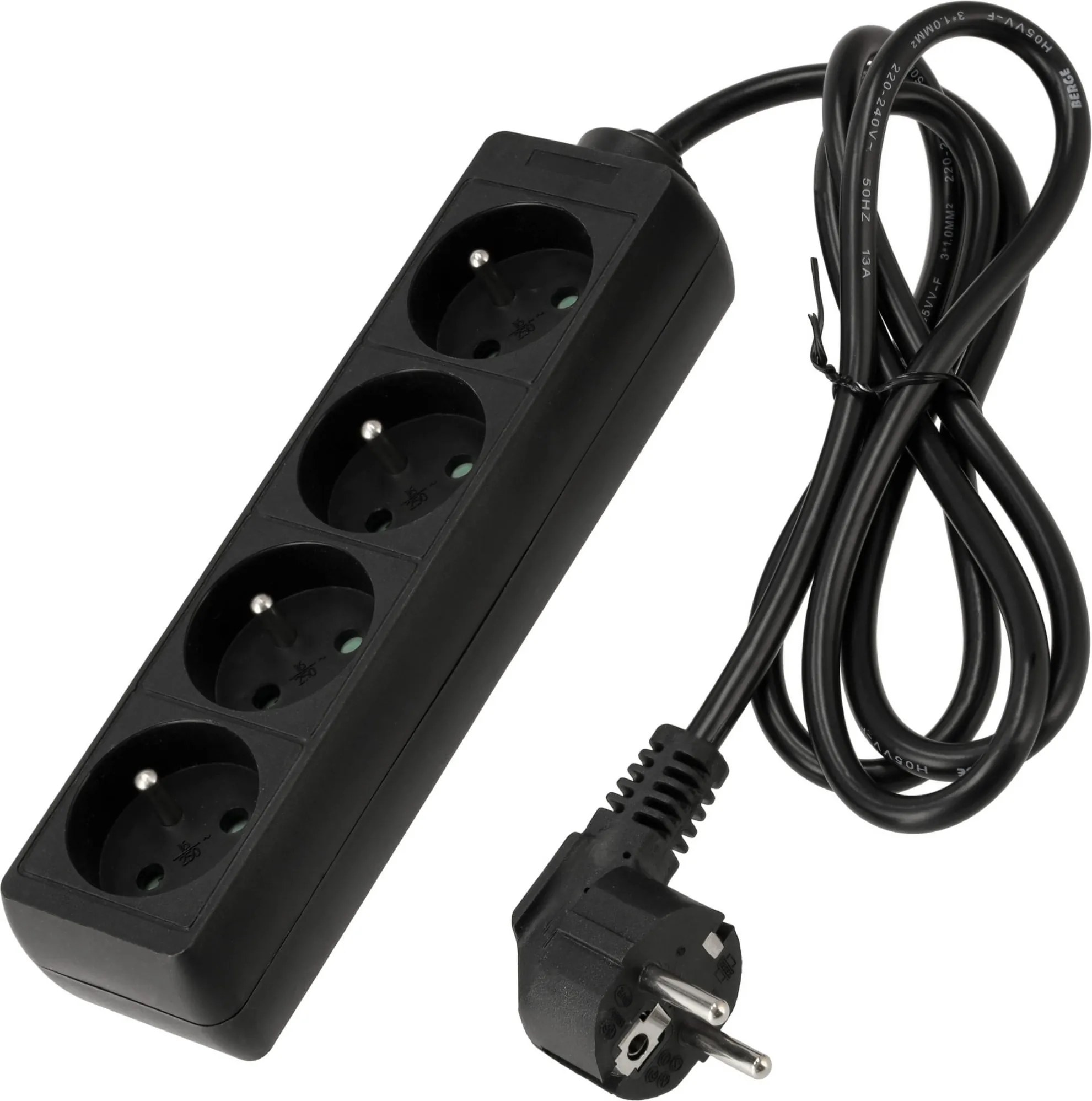 BERGE Predlžovačka - 4 zásuvky - 1,5 m - čierna